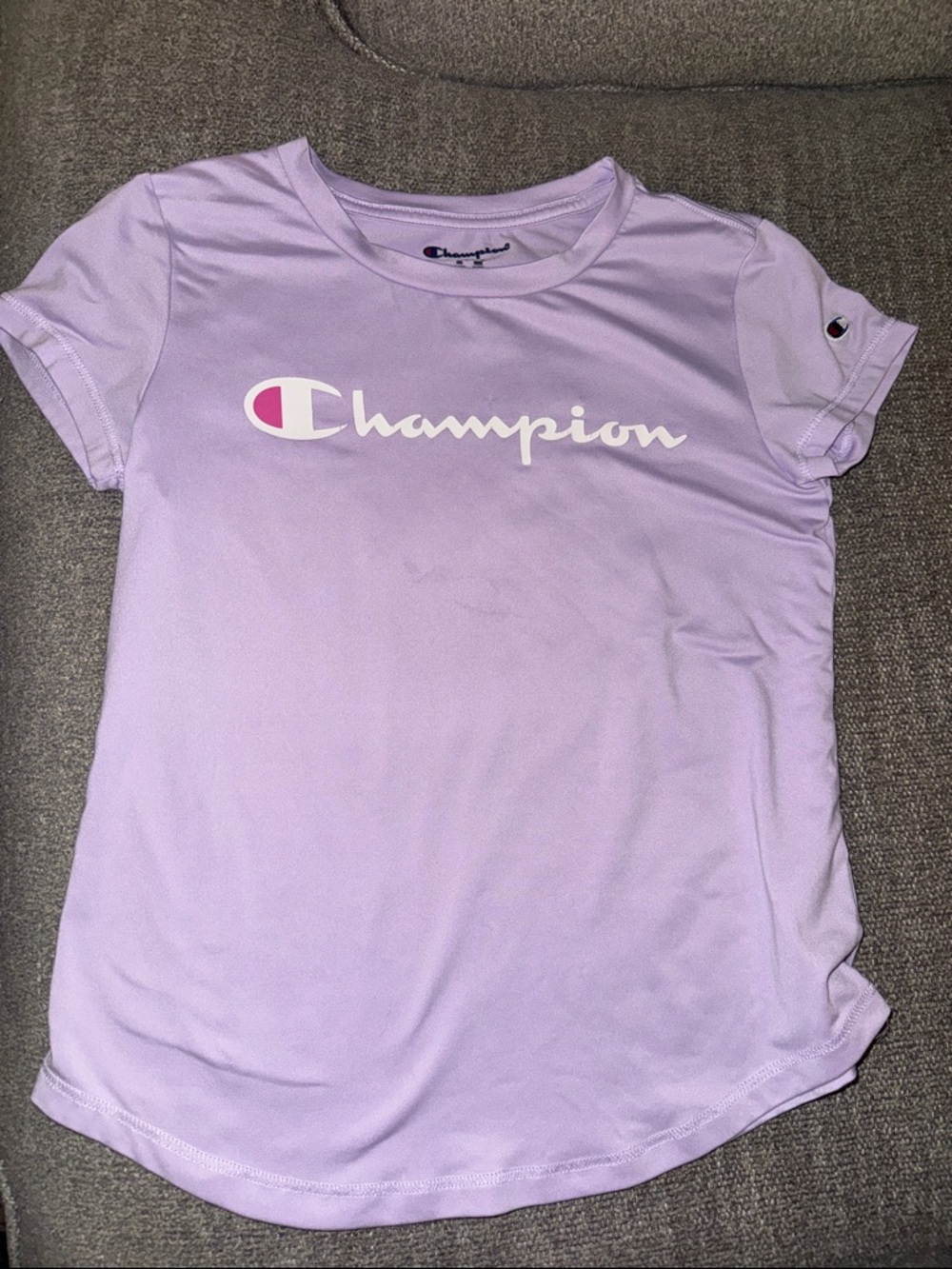 Kids' Champion Light Purple Logo Tee size M (7/8)